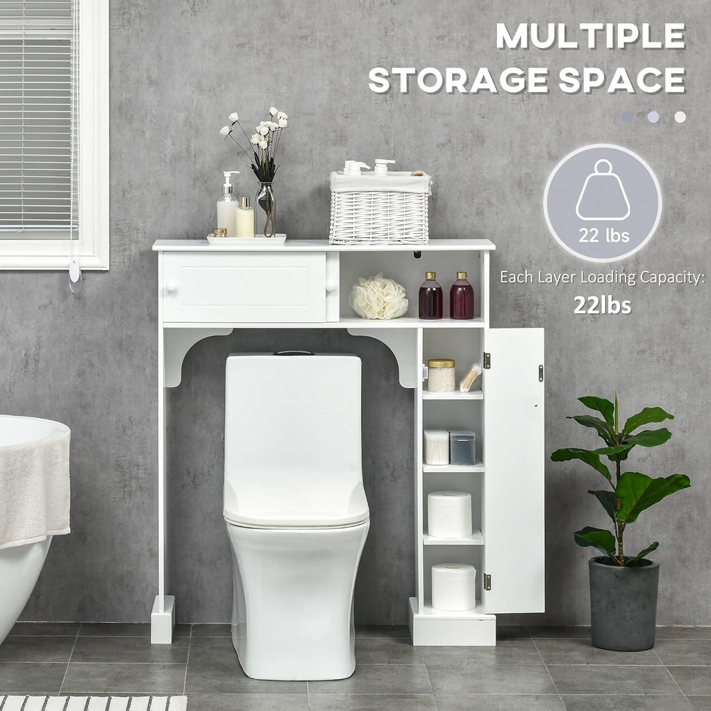Bathroom Over Toilet Storage Cabinet with Adjustable Shelves White k7p