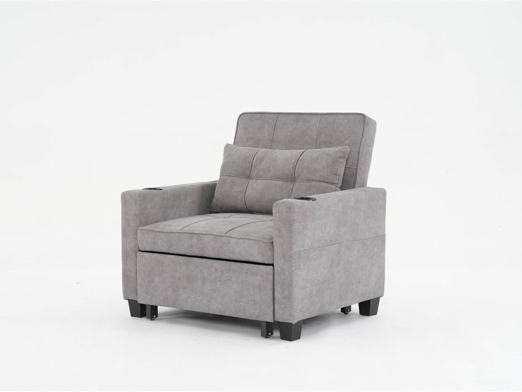 Convertible Sleeper Chair Bed 3-in-1 with USB Ports Light Grey a7