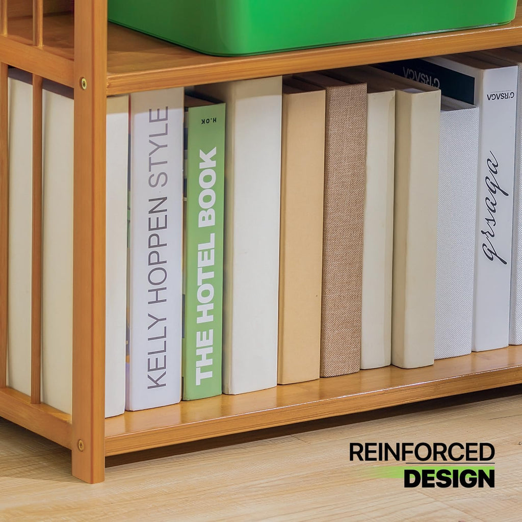 6-Tier Bamboo Bookshelf Freestanding Narrow Bookcase Rack k7p