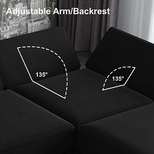 Modular Sectional Sofa with Storage U Shaped Couch Reversible Chaise Ottoman Velvet k7