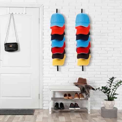 Wooden Hat Rack Wall Mount 10 Hooks Cap Organizer Reddish Brown k7