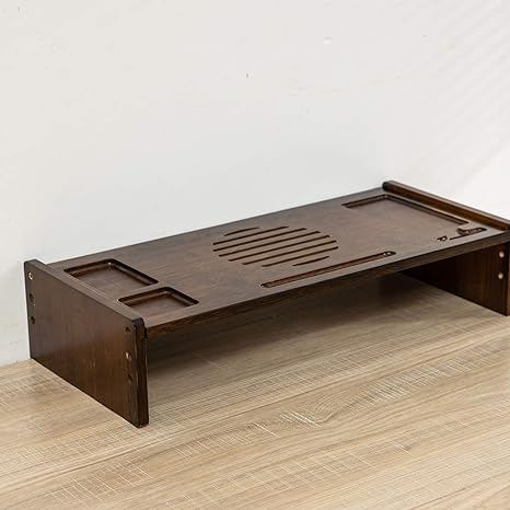 Bamboo Monitor Stand with Drawer and Desk Organizer a7