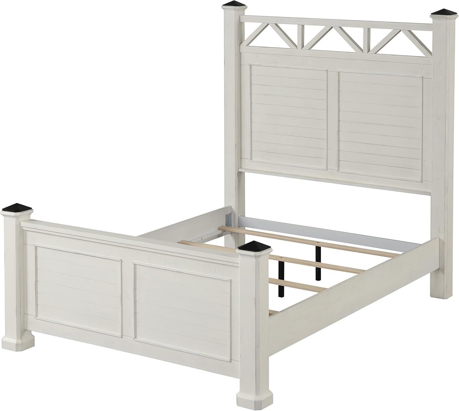 Queen Bed with Dresser Mirror Nightstand Antique White k7p