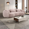 96.4" Mid Century Modern Curved Sofa for Living Room, 3-Seat Upholstery Boucle Fabric Couch for Bedroom, Office, Apartment, Brown