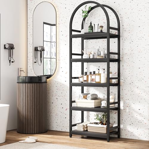 4-Tier Open Bookshelf with Metal Frame, Arched Design k7p