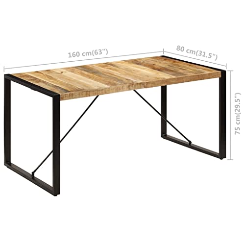 Dining Table 63" Solid Mango Wood Steel Legs a7