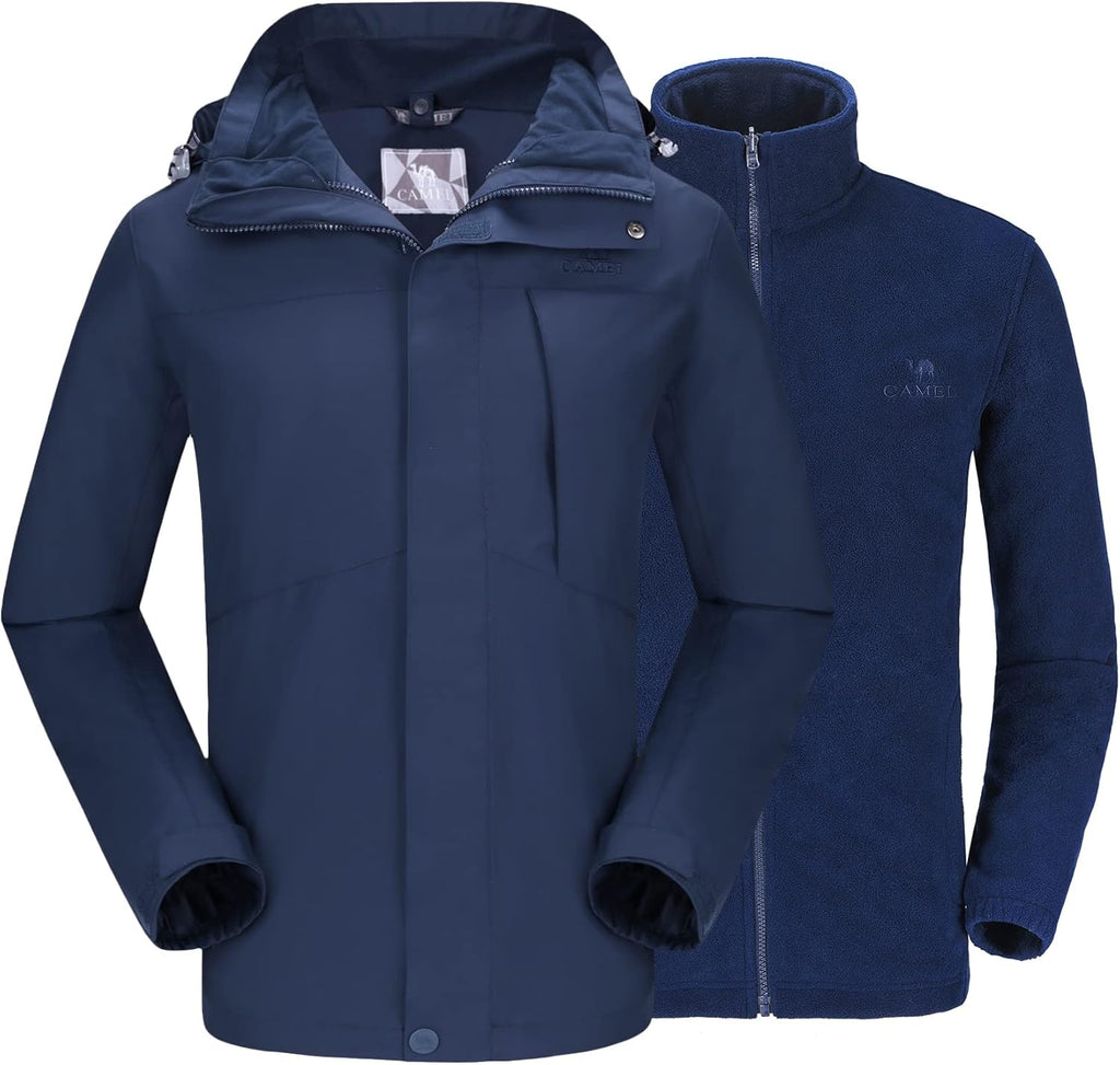 CAMELSPORTS Men's Mountain Ski Jacket 3 in 1 Waterproof Winter Jacket Warm Snow Jacket Hooded Rain Coat Windproof Winter Coat