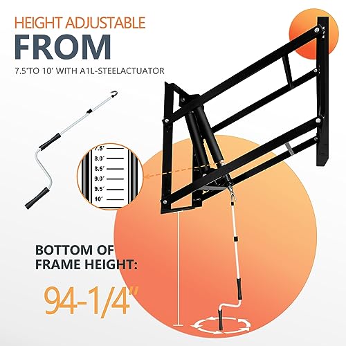 Basketball Hoop Wall Mounted Adjustable Height Tempered Glass Backboard Rim Net k7m