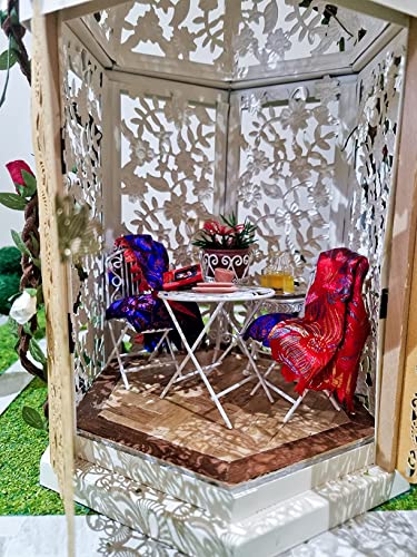 Dollhouse Miniature Bistro Table & Chairs Set White 1:12 Scale Furniture k7