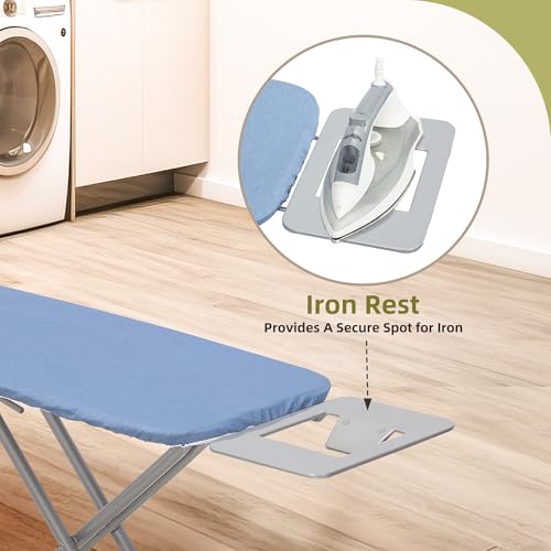 Ironing Board 45 x 14 with Iron Holder, Adjustable Height, Foldable Steel Frame k7m