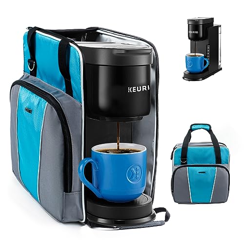 BAGSPRITE Coffee Maker Travel Bag Compatible with Keurig K-Mini or K-Mini Plus, Single Serve Coffee Brewer Carrying Case with Multiple Pockets for K-Cup Pods, Storage Bag With Shoulder Strap