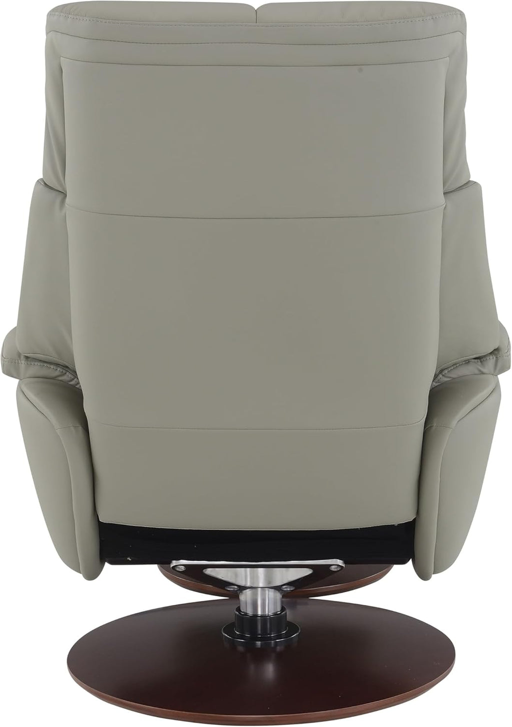 Leather Swivel Recliner Chair with Ottoman and Wooden Base, Gray a7