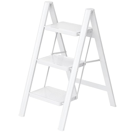 3 Step Ladder,Folding Step Stool with Wide Anti-Slip Pedal,330lbs Load Capacity,Lightweight and Portable for kitchen space saving