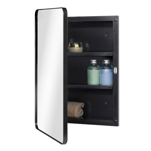 Black Beveled Mirror Medicine Cabinet 16x24 inch a7