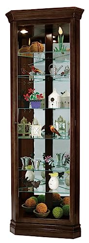 Howard Miller Dustin Curio Cabinet 680-484 – Espresso Finish, Vertical Home Decor, Six Glass Shelves, Seven Level Display Case, Locking Door, No Reach Light
