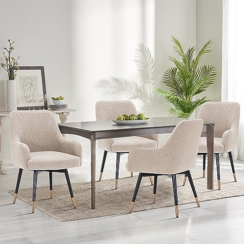 Swivel Dining Chairs with Arms Set of 2 Upholstered Gray a7