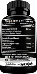 Pure Magnesium Glycinate Capsules - Non-Buffered 350mg Elemental Magnesium Supplement - Chelated High Absorption & Purity Magnesium Complex - Made in USA