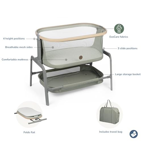 Portable Baby Bassinet with Height Adjustable Mesh and Storage Basket a7