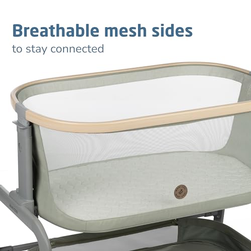 Portable Baby Bassinet with Height Adjustable Mesh and Storage Basket a7