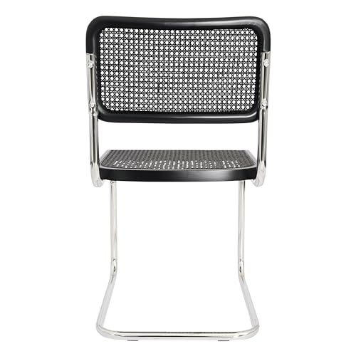 Cane Cantilever Side Chair Chrome Steel Frame Walnut A7