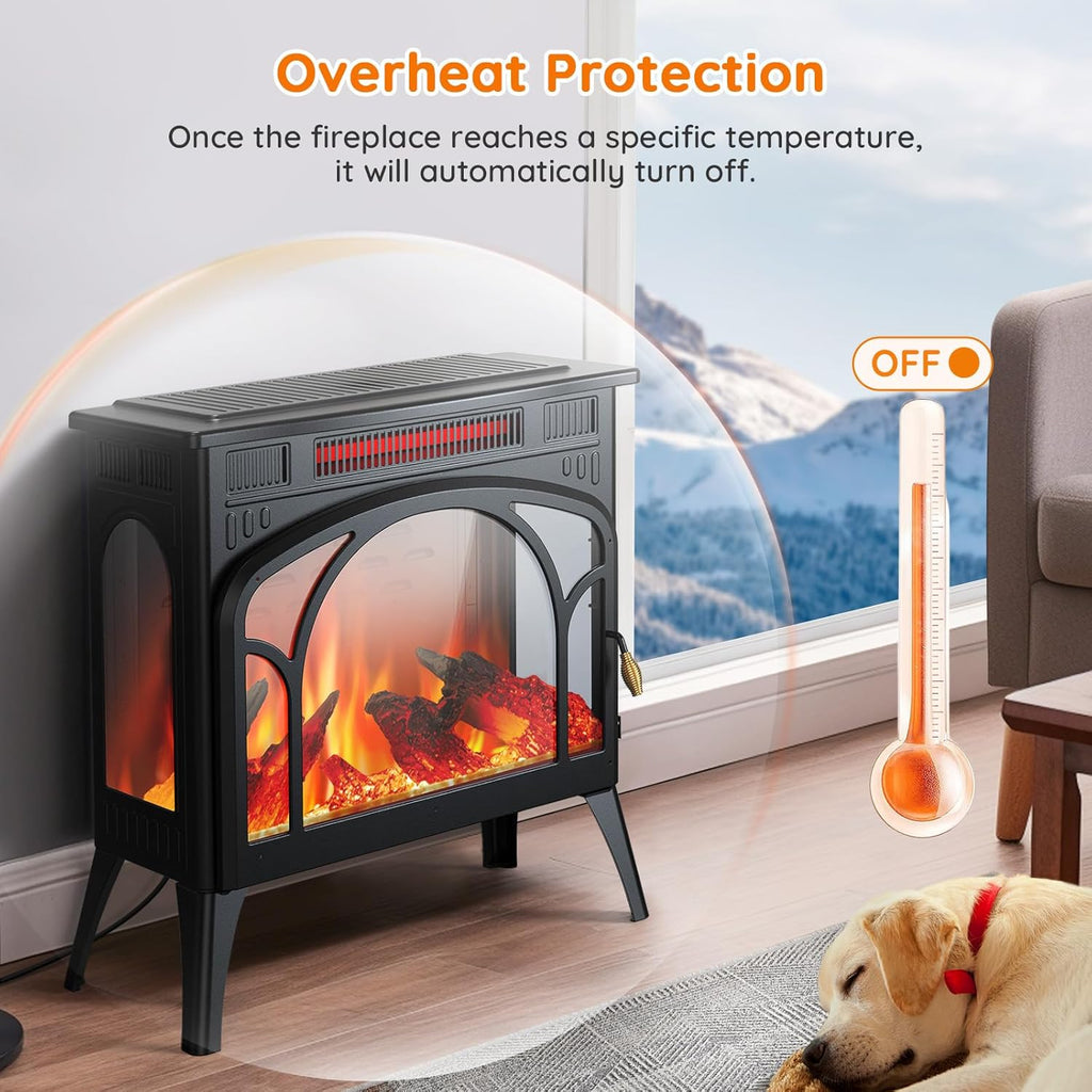 Electric Fireplace Heater with 3D Flame Effect and Remote k7m