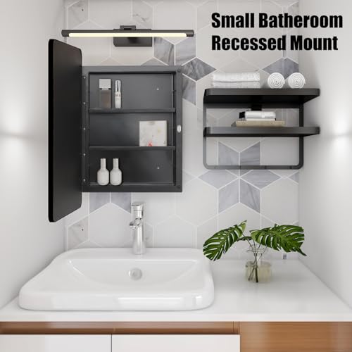 Black Beveled Mirror Medicine Cabinet 16x24 inch a7