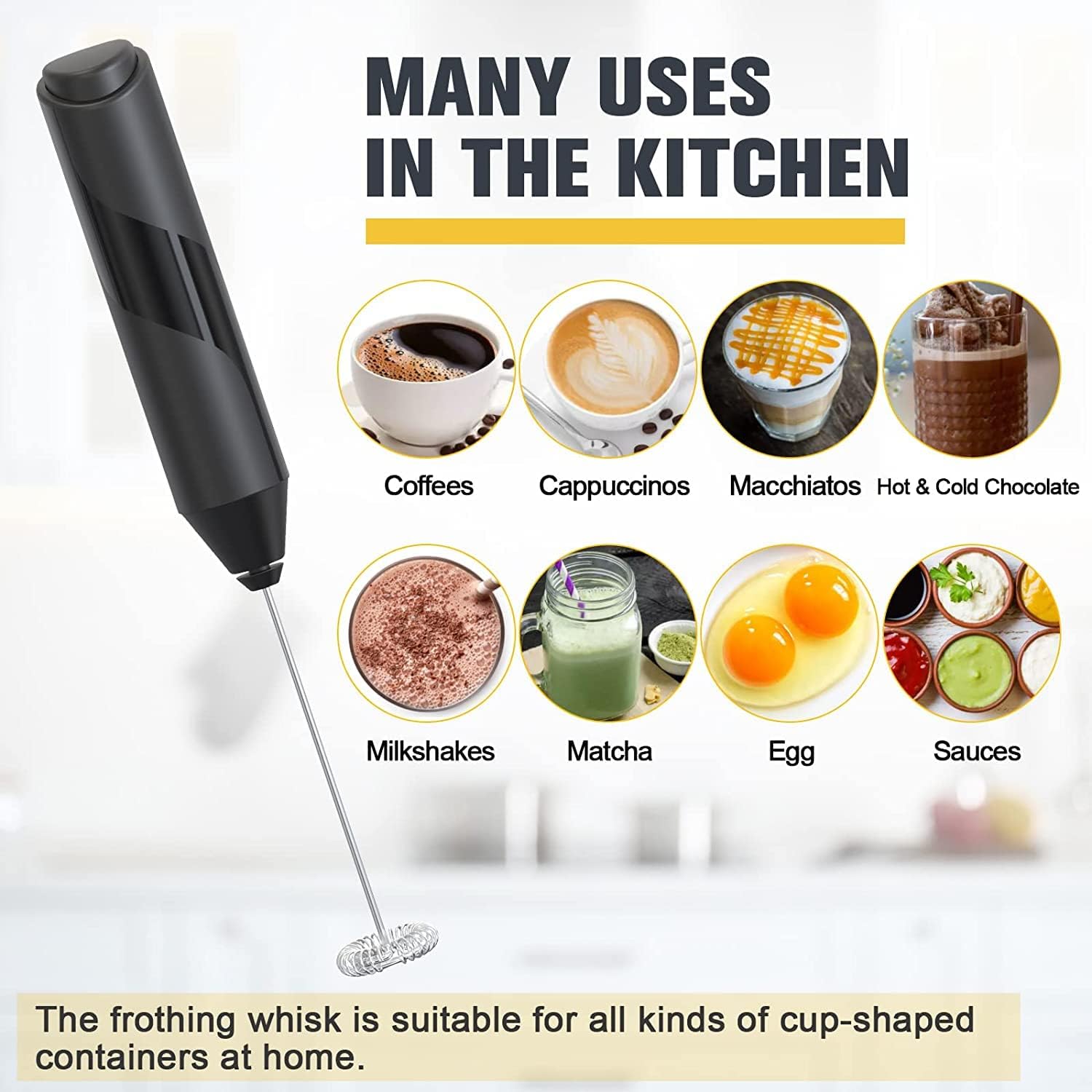 Milk Frother Handheld Electric for Latte Coffee Hot Milk a7