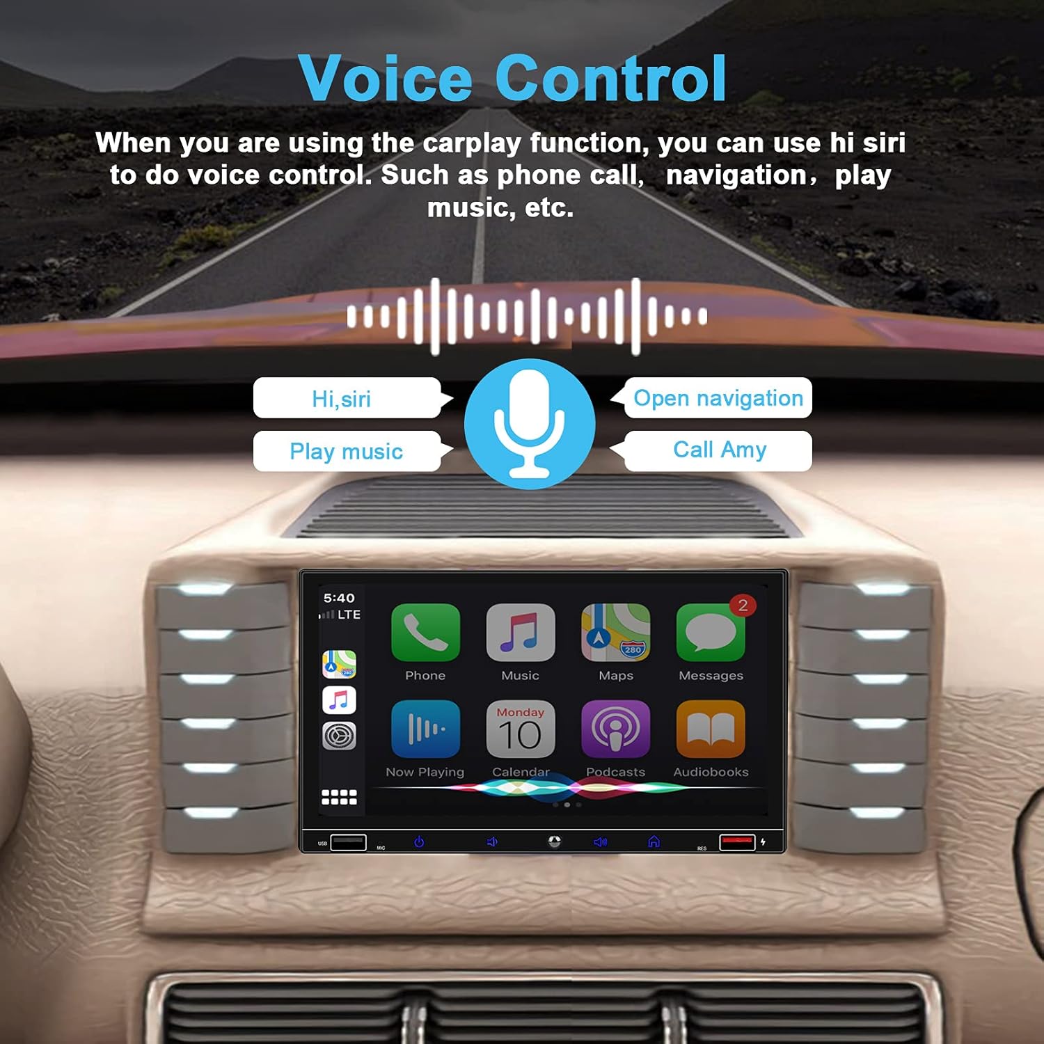 Double Din Car Stereo 7 Inch Touchscreen Bluetooth Carplay Android Auto k7
