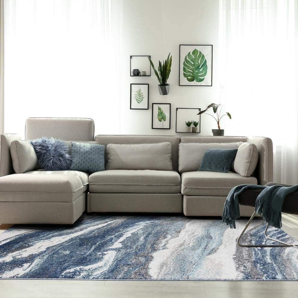 Blue 8x10 Art Deco Area Rug k7