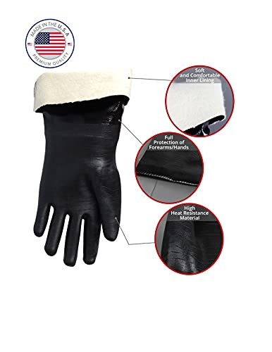 BBQ Smoker Oven Glove Insulated Heat Resistant Kitchen Mitt XL Black Neoprene k7