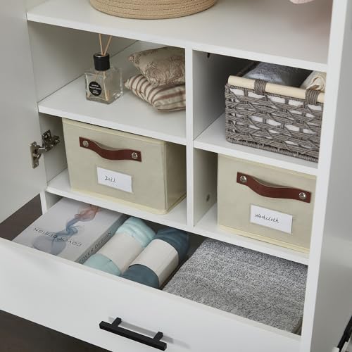Wood Wardrobe Cabinet with 2 Drawers and Hanging Rod a7