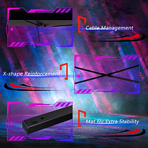 Gaming Computer Desk with LED Lights and Carbon Fiber Surface 7k