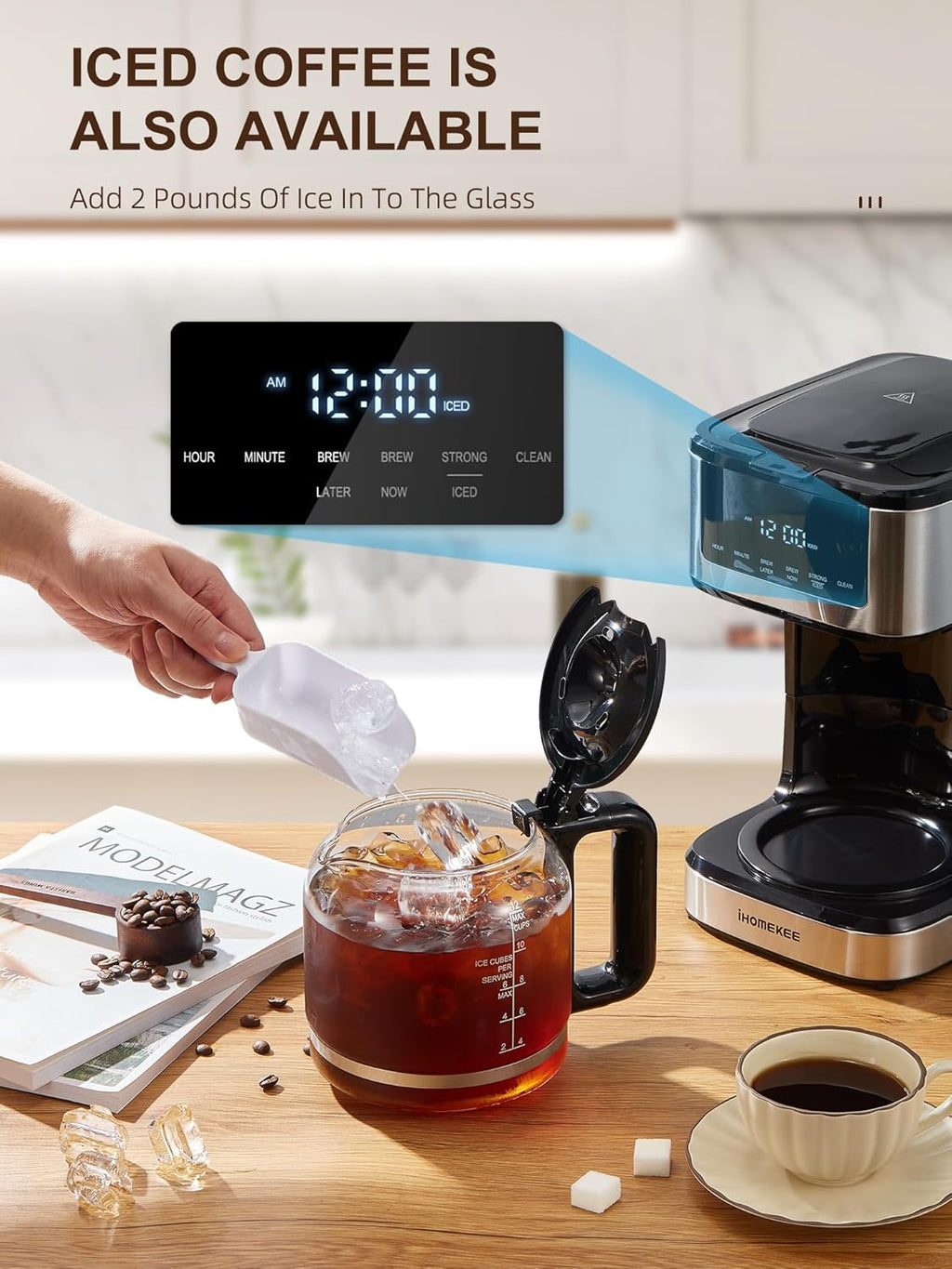 Programmable Drip Coffee Maker 12 Cup with Iced Coffee Function a7