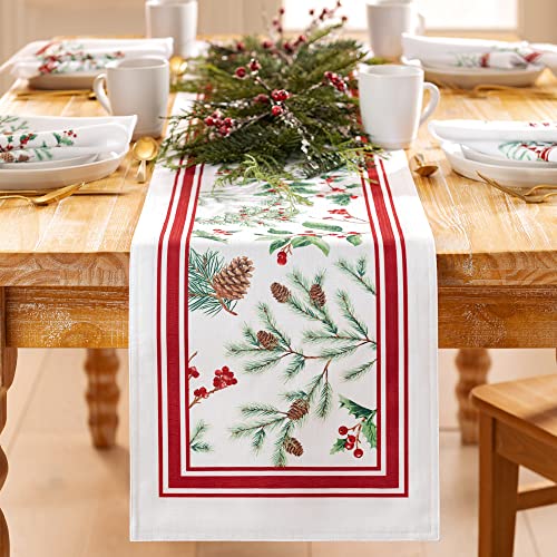 Elrene Home Fashions Winter Holiday Berry Bordered Tablecloth, Decorative Christmas Table Cover, 60" X 120", Oblong