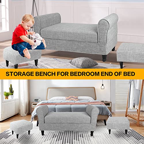 Storage Bench with Button Tufted Light Grey a7