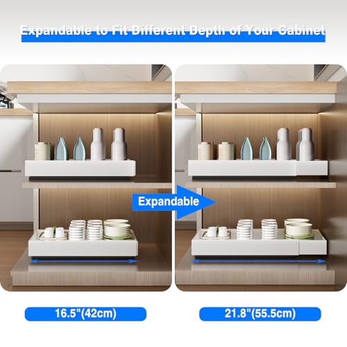 Cabinet Organizer Pull Out Drawer Expandable 16.5-21.8 White k7