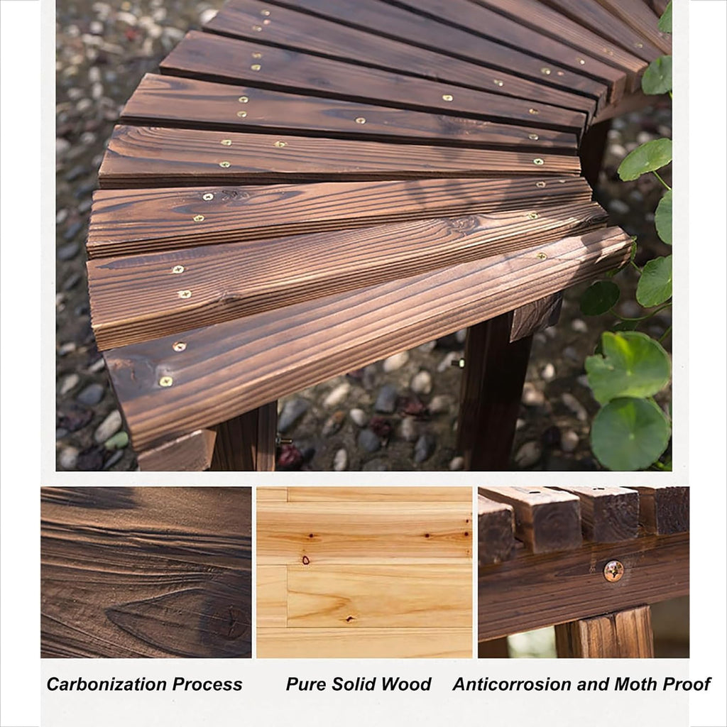 Wooden Curved Garden Bench for Patio Lawn a7
