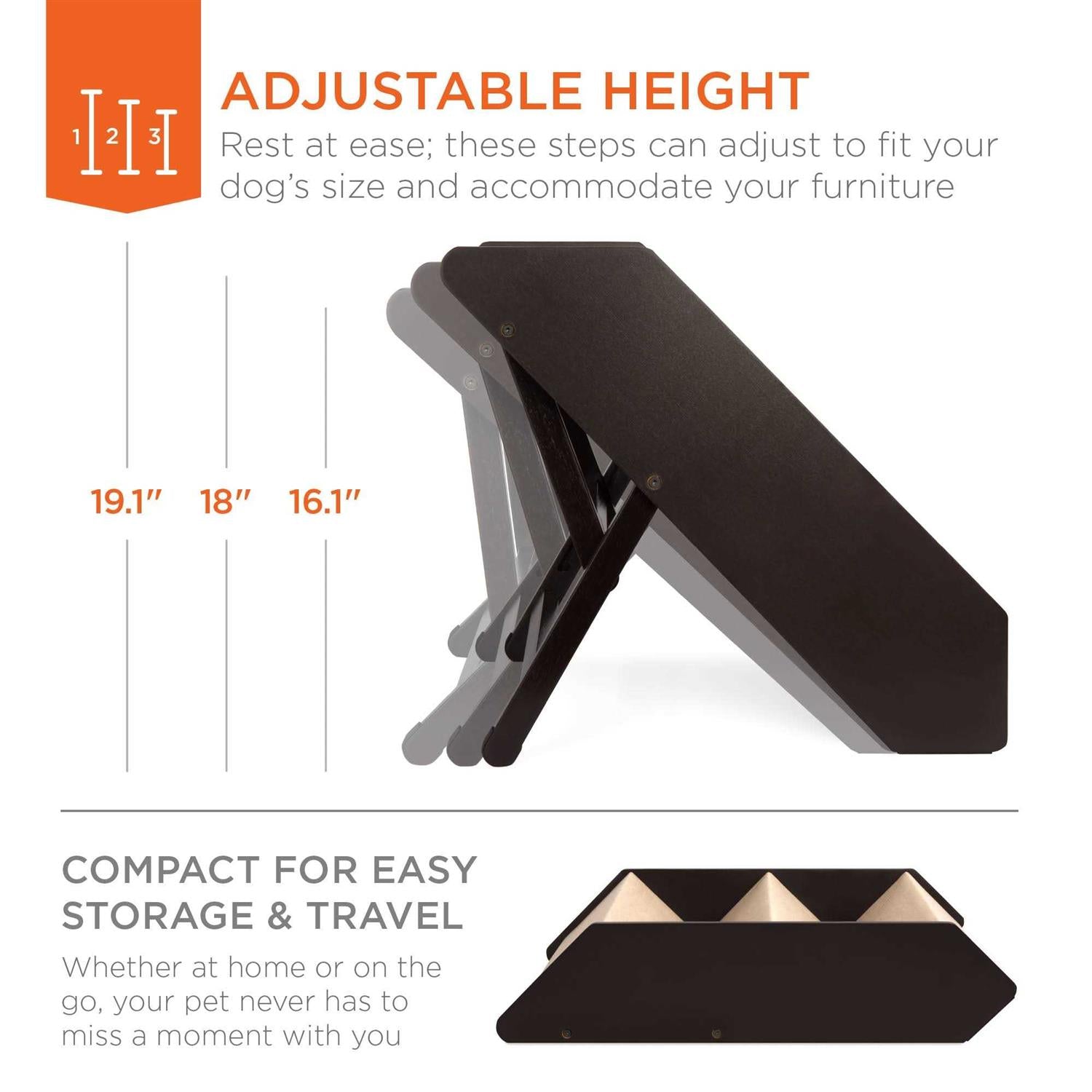 Foldable Wooden Carpeted Pet Stairs a7k