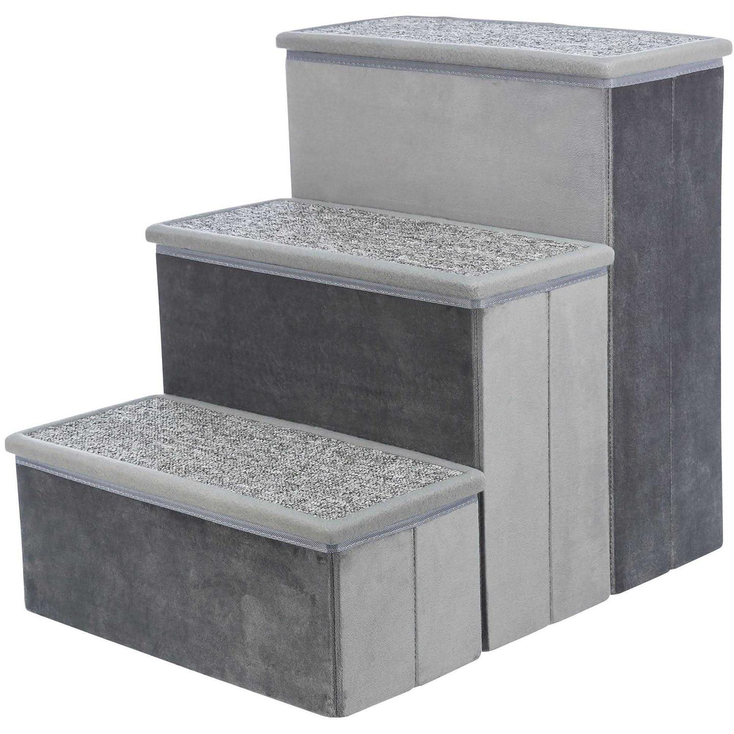 TRIXIE Velour Foldable 3-Step Pet Stairs with Storage - Pet Supplies online store