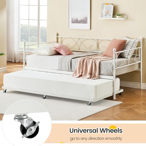 Black Metal Platform Sofa Bed Frame with Castors a7
