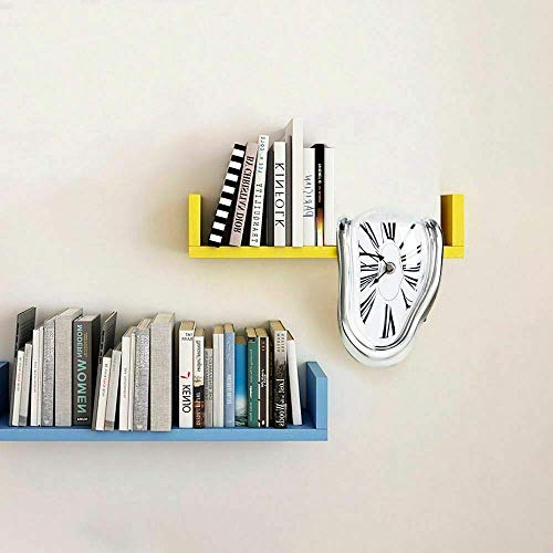 Melting Clock Surrealist Desk Decor Silver k7p