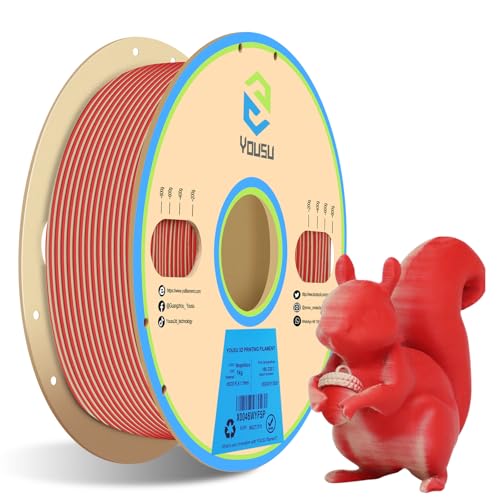 YOUSU Dual Color Wood PLA Filament 1.75mm 1KG,Multicolor 3D Printer Filament,Real Wood Fibers Added 3D Printing Filament,Fits for Most FDM 3D Printers,Dark Mahogany+Walnut