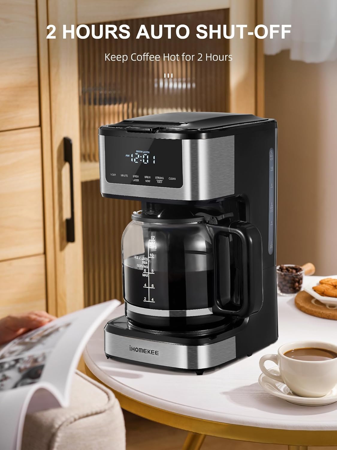 Programmable Drip Coffee Maker 12 Cup with Iced Coffee Function a7