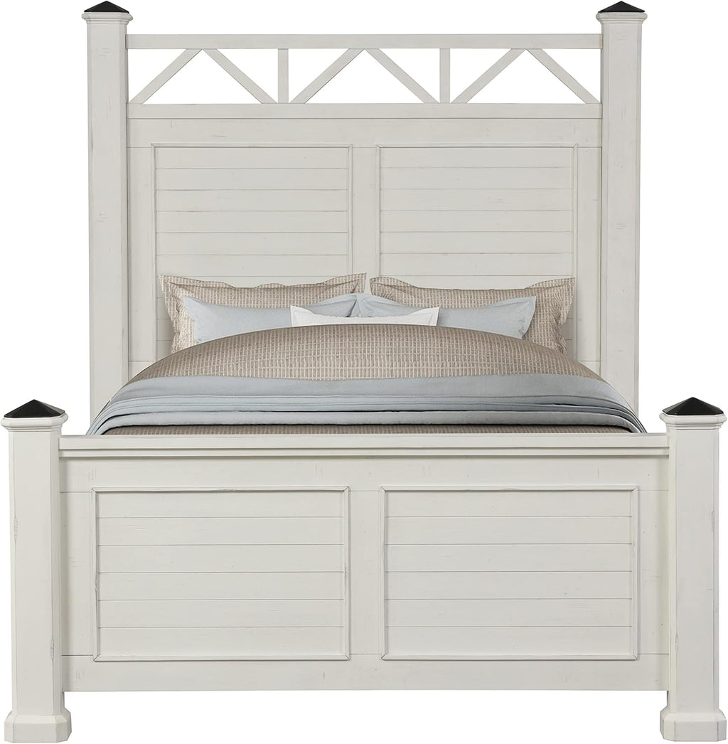 Queen Bed with Dresser Mirror Nightstand Antique White k7p