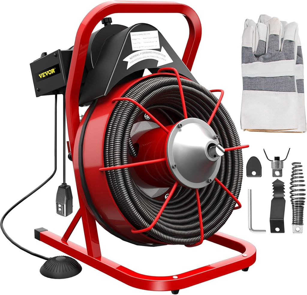 Drain Cleaner Machine 75Ft x 1/2Inch with Spiral Cutter k7