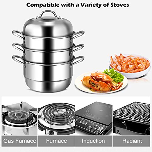 Stainless Steel 4-Tier Steamer Pot with Glass Lid a7