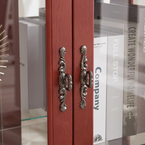 Corner Curio Cabinet with Glass Doors and Adjustable Shelves a7