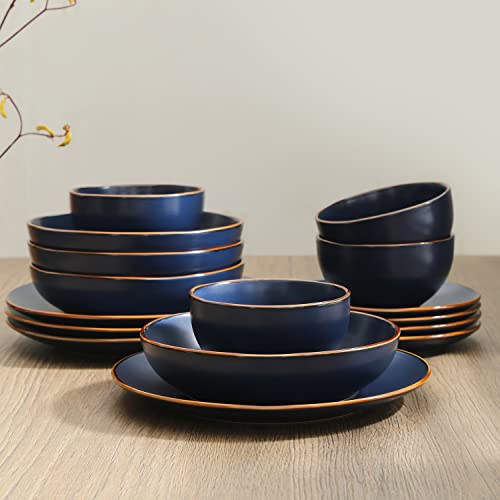 Stoneware Dinnerware Set for 8, Blue a7