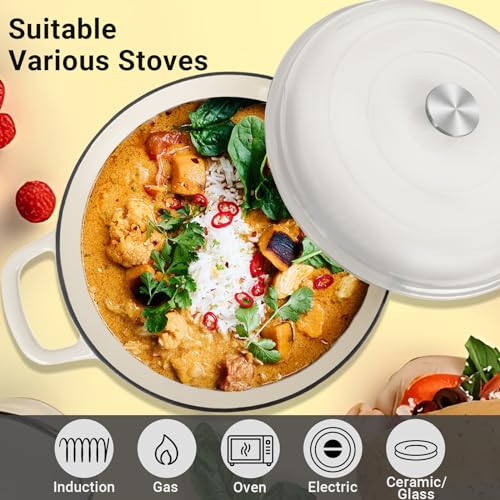 Enameled Cast Iron Dutch Oven 3.8 Quart with Lid, Oven Safe to 500°F k7m