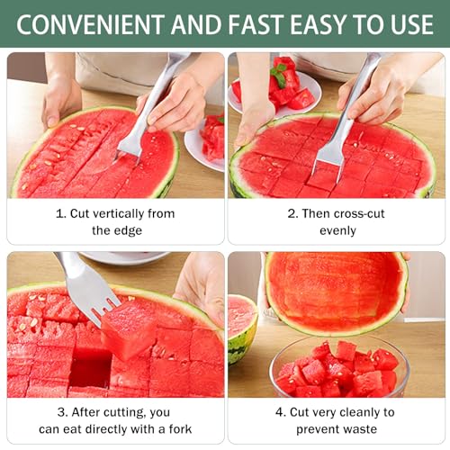 Stainless Steel Fruit Cutter Watermelon Slicer Fork k7m